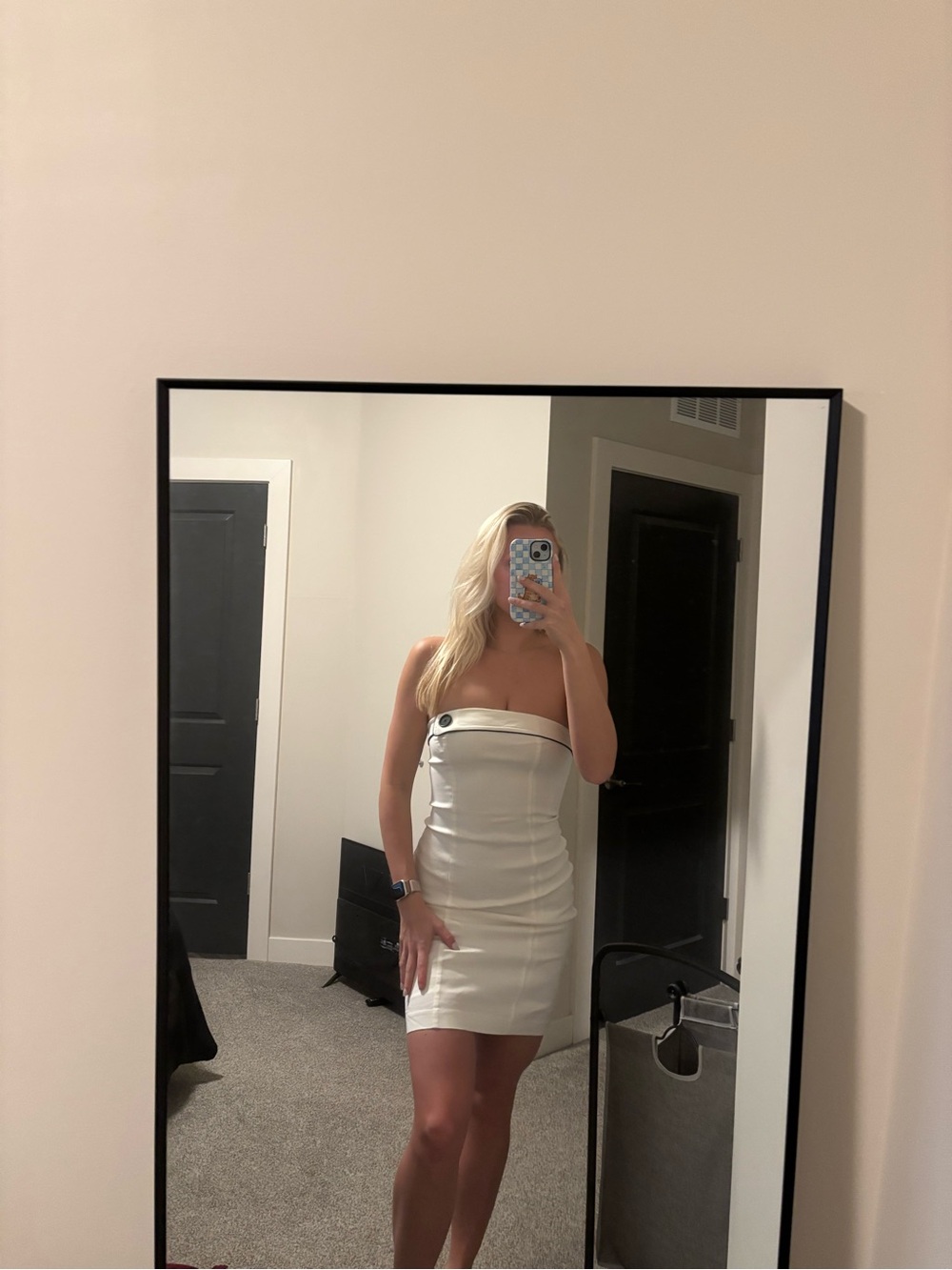 Express White Strapless Mini Dress